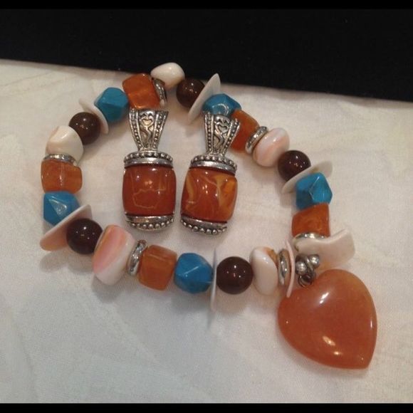 Vintage Multi-Stone Bracelet And Earrings - Picture 2 of 4